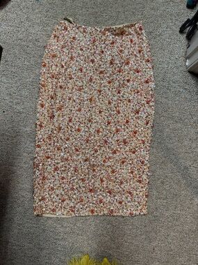 Sequin Pencil Skirt in Coral Multi